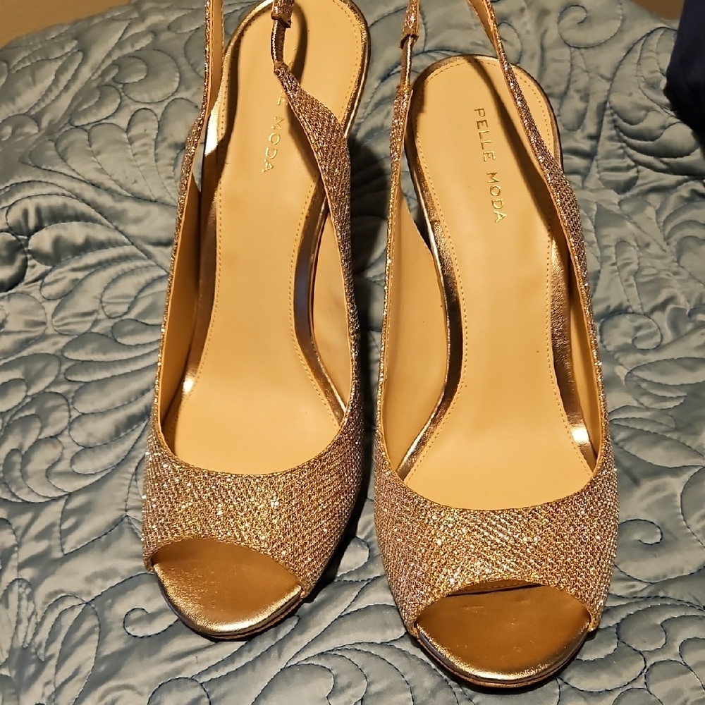 Gold Slingback Heels